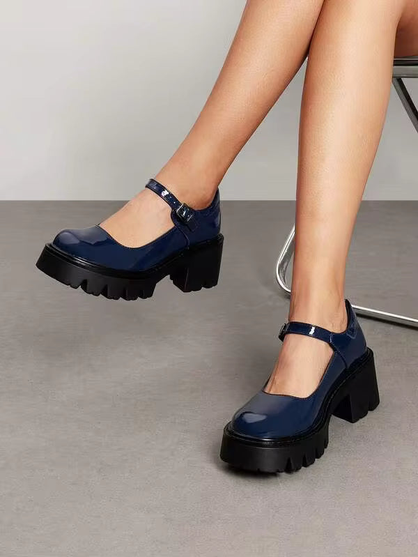 Women's Mary Janes Shoes For Women, Platform Dress Low Heel Chunky Pumps Round Toe Ankle Strap Pumps Shoes Oxfords