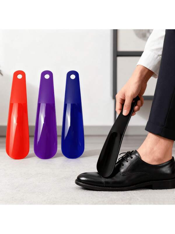4pcs Colorful Plastic Shoe Horns, 6.3in Portable Short Shoehorn Set With Hanging Holes For Men, Women, Seniors, Home And Travel