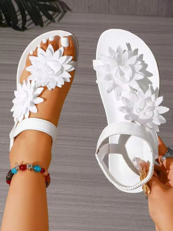 Women's Floral Decor Cute Open Toe Design Summer Fairy Tale Style Vacation Sandals