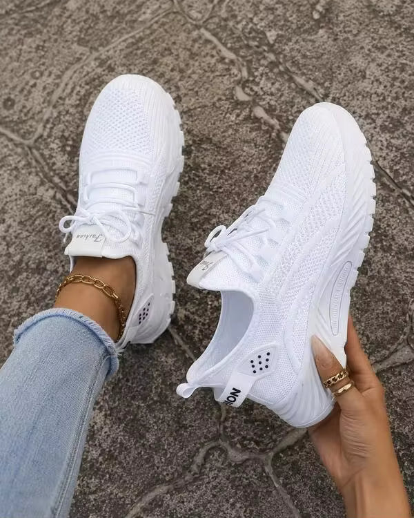 Lightweight Breathable Mesh Sneakers, Non-Slip EVA Sole Lace-Up Low-Top Running & Tennis Shoes For Men And Women, Retro All-Season Fitness Wear