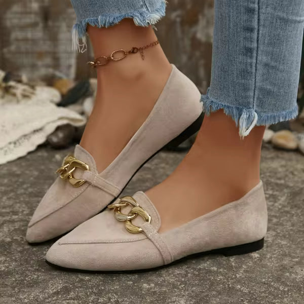 Women's Pointed Toe Button Loafers – Lightweight Penny Flats With Round Sole, Comfortable Slip-On Shoes For Casual, Office & Semi-Formal Wear